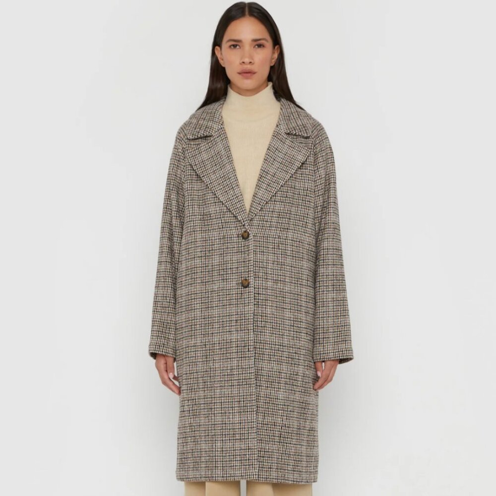 NWOT Oak + Fort Gingerbread Houndstooth Oversized Jacket Coat M